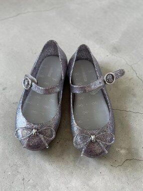 MINI MELISSA Silver Glitter Mary Janes Flats Size 10